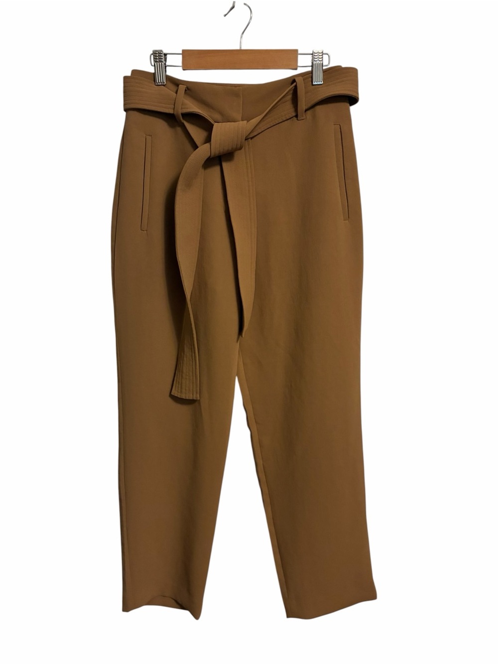High-Rise Paperbag Tie-Waist Pants - Brown